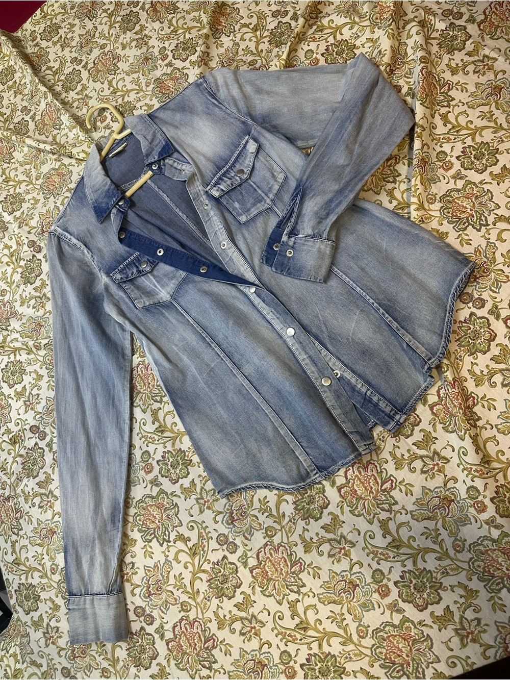 Daytrip Faded Light Blue Denim Button-Down Shirt